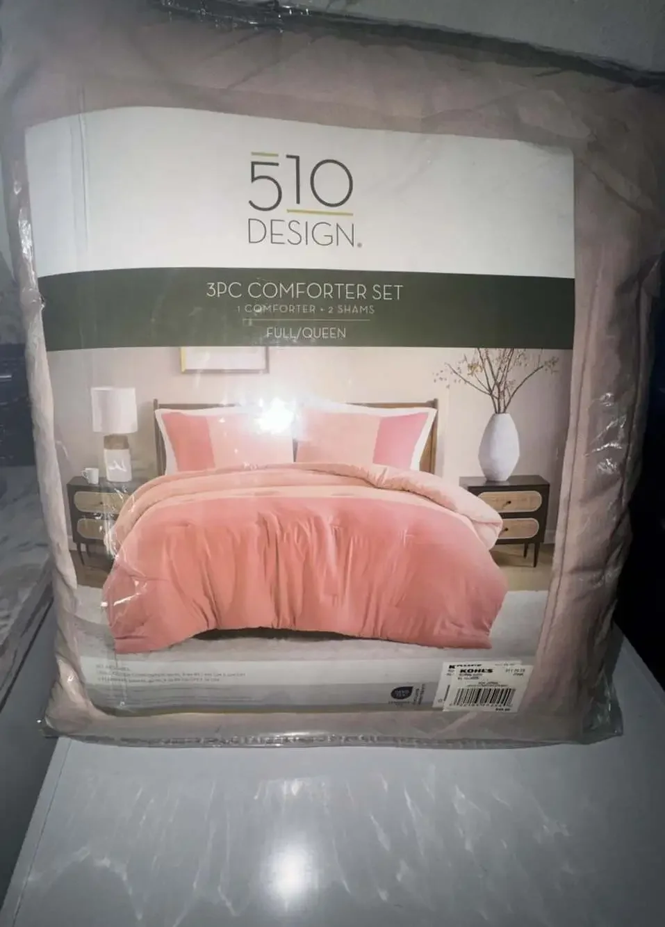 510 Design 3PC Comforter Set Full/Queen Pink